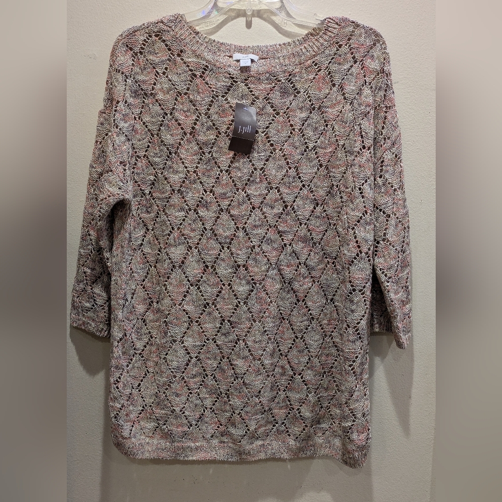 J. Jill Textured Knit Sweater with Earthy Tones Size M